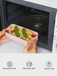 三层午餐盒，三个隔层，可微波炉加热和洗碗机清洗，可堆叠，含叉子和勺子 - 彩色 - 查看 2