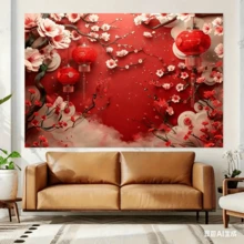 二维平面横幅，中国新年派对背景，节日红灯笼，中国春节庆祝红灯笼花卉摄影背景，新年派对 - 1個 - 查看 2