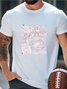 Mens Vintage Football Game Day Sweatshirt T-shirt - Blanco - Ver 2