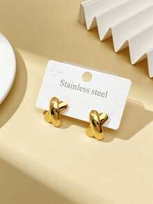 低过敏性不锈钢镀金耳环，哑光表面，厚实设计，时尚个性几何纹理轻盈耳环，复古风格，适合派对或作为礼物。女士耳环，时尚厚实独特吊坠耳环，女士镀金耳环套装，精致镀金吊坠耳环，低过敏性时尚首饰，女士礼物，派对礼物 - 彩色 - 查看 5