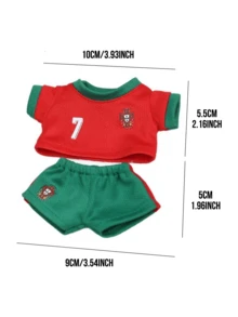 7 Football Jersey Outfit - Red & Green Striped Mini Kit with Shorts for Doll, Sports Wear with Official Number & Logo, Cute Anime Plush Toy Fashion for Display, Kawaii Soccer Fan Gift for Teens Boys Girls Collector,Suitable as a Christmas gift - 紅色 - 查看 10