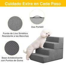 Escaleras para Mascotas para Perros 4 Escalones con Espuma Funda Antideslizante - Gris - Ver 2