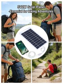 2W Monocrystalline Solar Charger, Portable Solar Panel, All-Weather Solar Power Supply, USB Interface For Outdoor Phone Charging And Power Generation, Foldable Solar Charger Made Of Monocrystalline Silicon, Durable, High Sensitivity, High Conversion Rate, Excellent Charging Effect