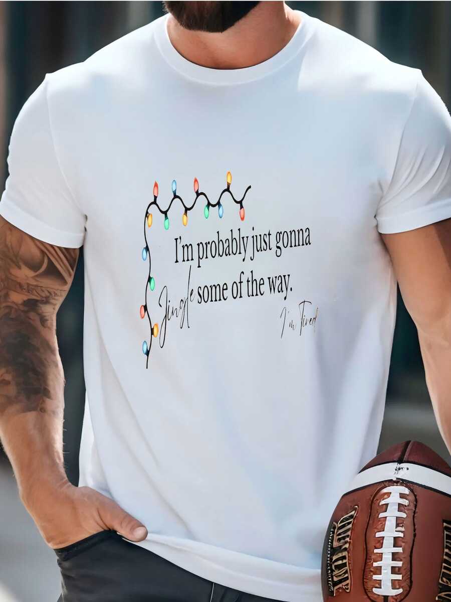 Mens Christmas Shirt, Probably Just Gonna Jingle Some Of The Way I'm Tired Christmas Sweatshirt, Funny Holiday Tshirt T-shirt - Blanco - Ver 1