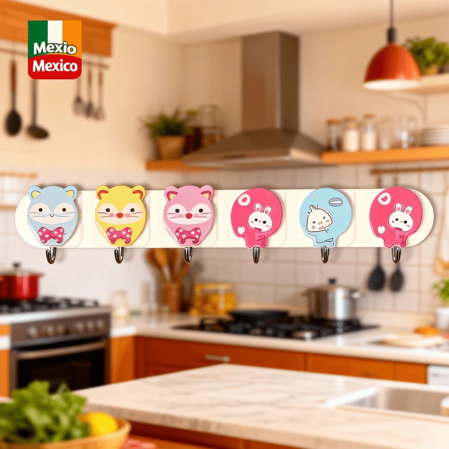 5 adorables ganchos con forma de conejo,gancho adhesivo creativo, gancho para llaves sin necesidad de perforar,  gancho autoadhesivo impermeable, también adecuados para el hogar, la cocina,  el baño, los percheros de pared de la oficina,  herramientas de almacenamiento del hogar, ganchos adhesivos, toalleros, decoraciones de pared del dormitorio