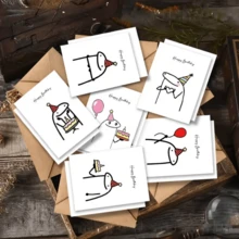 12张卡通蛋糕和气球设计生日贺卡套装（含信封） - 适合送给家人、朋友、同事，以及情人节、复活节、母亲节、父亲节、万圣节、毕业派对等场合。 - 彩色 - 查看 3