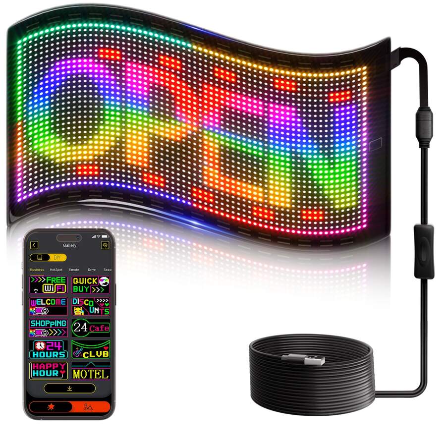 Father's Day Gift:LED Open Sign For Business 13"X7.87", Programmable App Control, Ultra Bright Dynamic Lighting, Waterproof Wall Mountable Light Up Sign For Storefront, Bar, Cafe, Salon & Restaurant - 13*7.9in-two-row Display - View 1