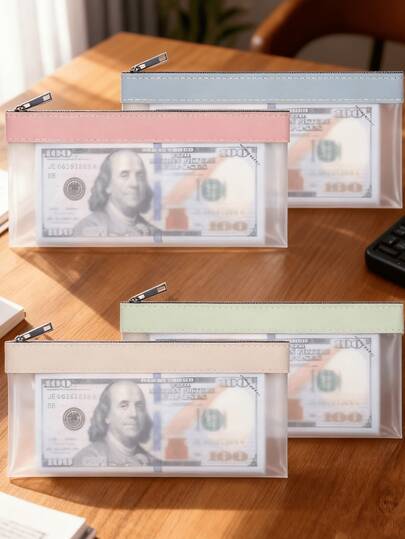 Zipper Cash Envelope Bag, Transparent Deposit Bag, Bank Bag, Multi-Function Money Pouch, Transparent Zipper Cash Envelope, Cash Bag, Collector's Multi-Function Check Wallet, Wallet, Mini Wallet, Clutch, Coin Purse, Travel Portable Bag, Travel Essentials, Storage Items, Cute Small Items