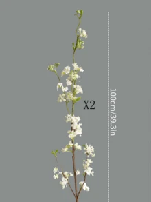 1/2/3支装，每支100厘米仿真花，适用于墙面、客厅、卧室、婚礼、派对装饰、桌面摆设。可用于家居、书桌、厨房、婚礼、餐桌、中心装饰、办公室、花园、户外、房屋、庭院装饰，适合春、夏、秋、冬四季。 - 白色 - 查看 8