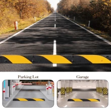 2-Pack Speed Bumps For Road, 25000 Lbs Rubber Speed Humps With 2 Channel Cable Protector, Heavy Duty Traffic Calming Hump For Driveways, Asphalt, Gravel Roads - Yellow - View 5