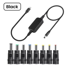 Type-C 转 DC 升压线，DC 5V/9V/12V/15V/20V WiFi 转移动电源快充适配器，适用于 WiFi 路由器、笔记本电脑 - 黑色 - 查看 9