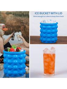 1个二合一硅胶冰桶，双冰格设计，容量31盎司/33盎司，带盖，适用于酒吧、酒馆、俱乐部、餐厅和家庭使用，饮具配件