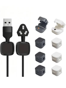 6pcs Magnetic Cable Clips: Desk Cable Management, Hidden Charging Cable Organizer, Suitable For Nightstand, Kitchen Appliances, Office Supplies - Plastic Material