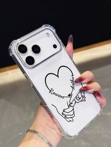 1pc Customized Handprint Heart Signature Simple Transparent Anti-Drop Phone Case, Compatible With IPhone 11/12/13/14/15/16/16 Pro/16 Plus/16 Pro Max/17/17 Air/17 Pro/17 Pro Max, Pixel 9A/S24/S25 Ultra/S25 Plus/S25 Edge, Moto G85, Infinix Hot 50 Pro+, Suitable As A Daily Gift For Friends - Clear - View 6