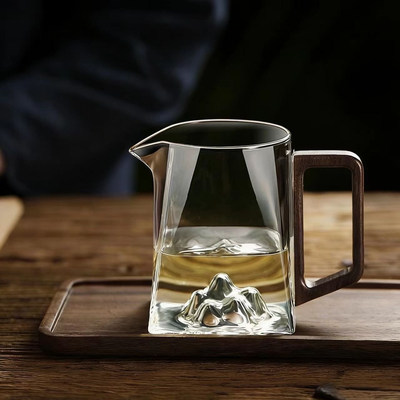 350毫升/12盎司玻璃咖啡/茶壶，带木柄，V形壶嘴，经久耐用，耐热设计，适合家庭和咖啡馆使用。