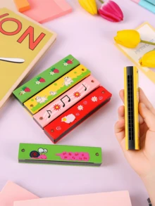 6支彩绘口琴，双排可演奏口琴，适合初学者，早教玩具，音乐启蒙工具，创意礼物。是情人节、复活节、生日、斋月和其他节日的理想小礼物。 - 彩色 - 查看 3