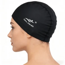 Unisex Waterproof Swimming Cap With Ear Protection Design, Elastic PU Swim Cap For Swimming Sports, Pool Party, Beach, Water Sports