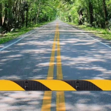 2-Pack Speed Bumps For Road, 25000 Lbs Rubber Speed Humps With 2 Channel Cable Protector, Heavy Duty Traffic Calming Hump For Driveways, Asphalt, Gravel Roads - Yellow - View 7