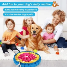 狗狗嗅觉训练垫 - 互动慢食益智玩具，小巧方形设计宠物嗅觉游戏，玫瑰红耐啃咬喂食垫，适合幼犬和小型宠物 - 彩色 - 查看 3