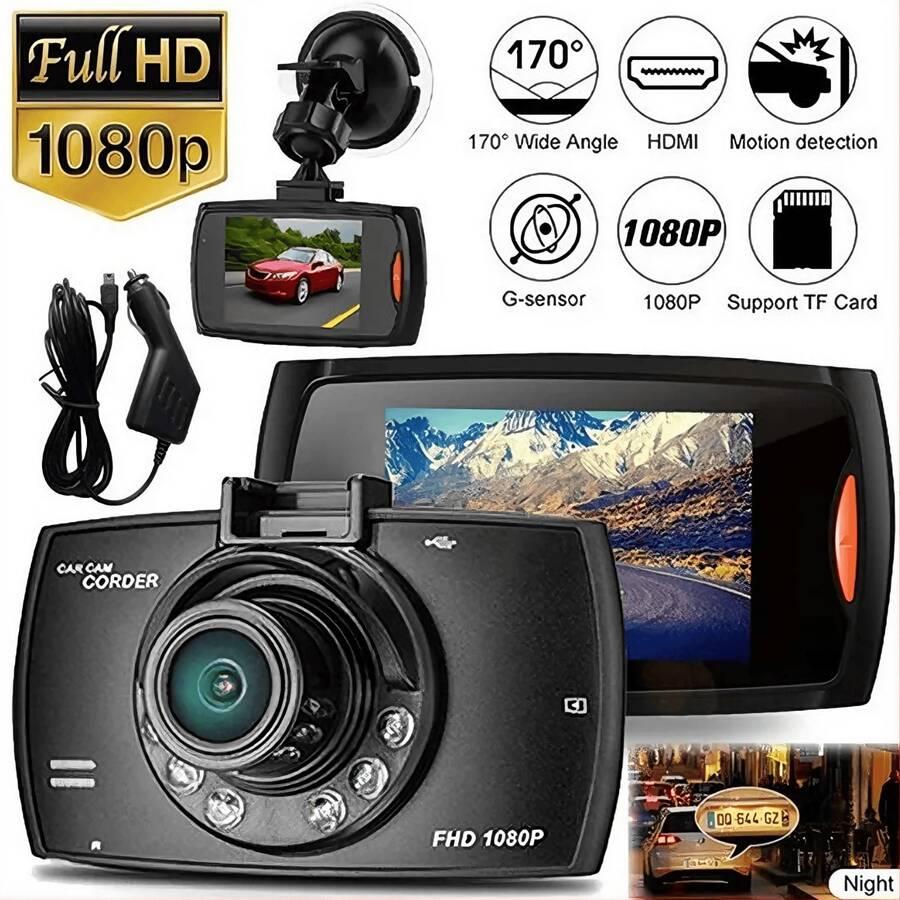 DVR para Automóvil 1080P, Pantalla de 2.4", Grabación HD, Cámara de Tablero Negra, Grabación en Bucle, Visión Clara de Día y Noche - A - Ver 1