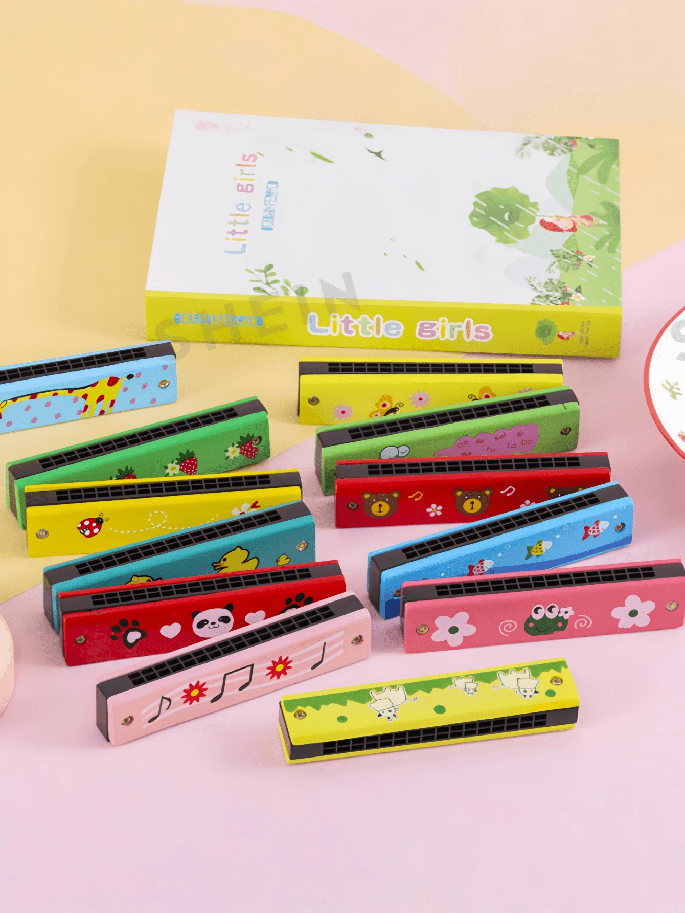 6支彩绘口琴，双排可演奏口琴，适合初学者，早教玩具，音乐启蒙工具，创意礼物。是情人节、复活节、生日、斋月和其他节日的理想小礼物。 - 彩色 - 查看 1