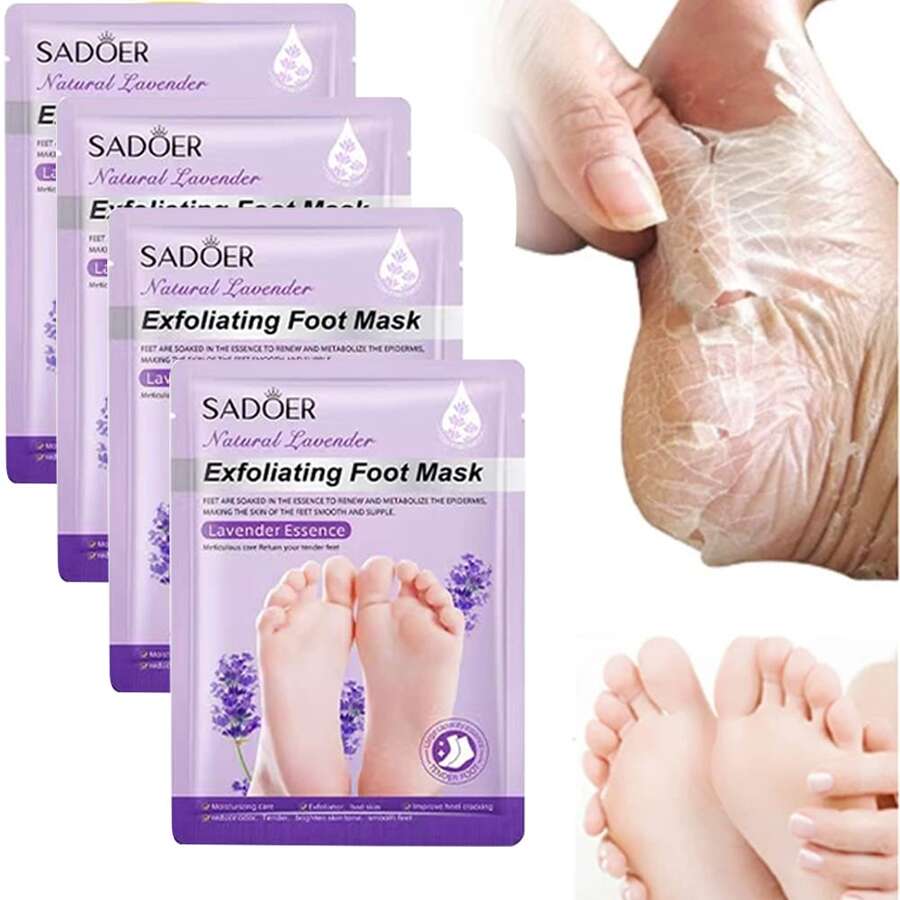 4PCS Foot Exfoliating Masks, Remove Dead Skin - Dermatologist-Tested Callus Remover, Suitable For Dry And Cracked Feet - Exfoliating Foot Mask To Make Feet Soft Like Baby Skin - Màu tím - Xem 1