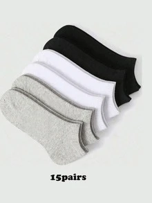 30双/60只纯色时尚女袜，黑色、白色和灰色，简约舒适，休闲百搭，适合日常穿着。可选2只装/6只装/10只装/20只装/30只装/60只装。