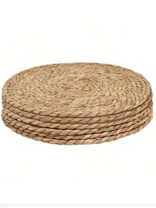 1/4/6件装手工编织餐垫，日式庭院风格茶杯垫，圆形碗碟垫，日式纸吸管厨房隔热垫，适用于餐厅、厨房和户外野餐，家居装饰圣诞杯垫圣诞餐桌装饰 - 彩色 - 查看 5