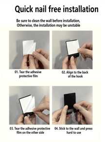 4/3/2/1 件装免钻孔塑料剃须刀架，剃须刀支架，壁挂式剃须刀架，男士剃须刀架，浴室挂钩，家居浴室装饰，免钻孔剃须刀架，壁挂式，带挂钩，可悬挂电线、插头、衣物、包包、钥匙、插头、珠宝、毛巾、淋浴用品 - 理想的家居礼品 - 送给丈夫的理想礼物，简约设计的壁挂式浴室挂钩，浴室配件和收纳方案（颜色和款式随机） - 黑色 - 查看 5