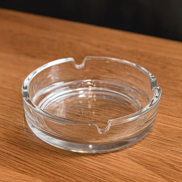 Cinzeiro de Vidro Redondo 10,5cm Transparente | Cinzeiro Liso | Vidro Reforçado