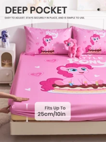 2/3件組 My Little Pony 印花包床單套組，親膚床墊套，舒適柔軟，多尺寸，適用 Full/Twin/Double/Queen/King 床，可機洗，卡通角色設計 - 彩色 - 查看 7