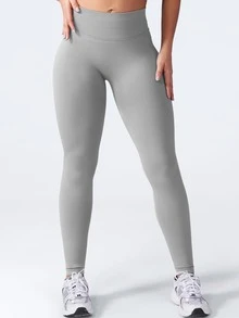 High-Elasticity, Seamless Women's Outdoor Sports High-Waisted Trousers, Flattering The Leg Shape, Lifting The Buttocks, Suitable For Gym And Yoga Workouts. - 深灰色+淺灰色 - 查看 6