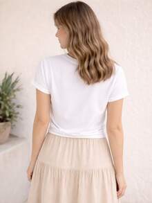 Camiseta Babylook T-Shirt Moda Feminina Casual Cristã Evangélica Valiosa - Branco - Visão 3