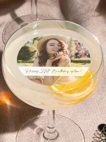 Custom Photo Birthday EDIBLE Wafer Drink Topper, Cocktail Topper, Custom Edible Drink Topper, Birthday Party Drink Toppers, Drink Toppers