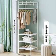 1pc 2/3-Tier Freestanding Coat Rack, Floor Standing Clothes Rack With Space-Saving Hooks And Shelves Design, Easy Assembly, Suitable For Entryway, Bedroom, Closet, Balcony, Black & White - Multicolor - View 15