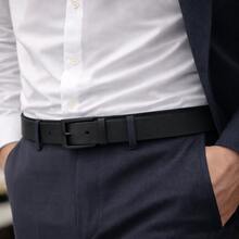 Kit 2 's Belts With Removable Black And Silver Buckle - Premium Synthetic Leather - 黑色 - 查看 4