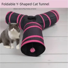 Cat Teaser Wand Toy, Self-Entertainment Boredom Relief Gadget, Cat Tunnel, Small Cat Maze Crawl Tunnel, Cat Bed - Black - View 1