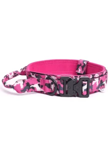 Tactical Dog Collar With Handle Heavy-Duty Metal Buckle Strong Training Collar Adjustable For Medium To Large Dogs. - 玫瑰紅迷彩 - 查看 6