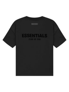 Essentials 男士字母印花圆领短袖休闲健身运动T恤 - 黑色 - 查看 2