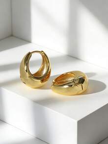 Charm-In 1对女士镀金耳环 - 日常/办公/派对时尚配饰，理想的生日/周年纪念礼物（1.6厘米） - 金色 - 查看 4