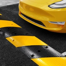 2-Pack Speed Bumps For Road, 25000 Lbs Rubber Speed Humps With 2 Channel Cable Protector, Heavy Duty Traffic Calming Hump For Driveways, Asphalt, Gravel Roads - Yellow - View 6