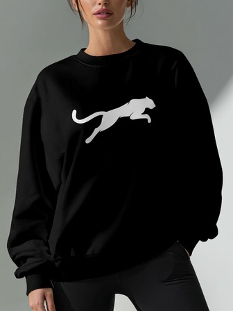 Sudadera holgada de mujer con estampado geométrico de felpa - Cómoda y cálida, cuello redondo, manga larga, adecuada para otoño/invierno, ideal para deportes y actividades al aire libre, hecha de tela de poliéster suave y elástica, lavable a máquina.