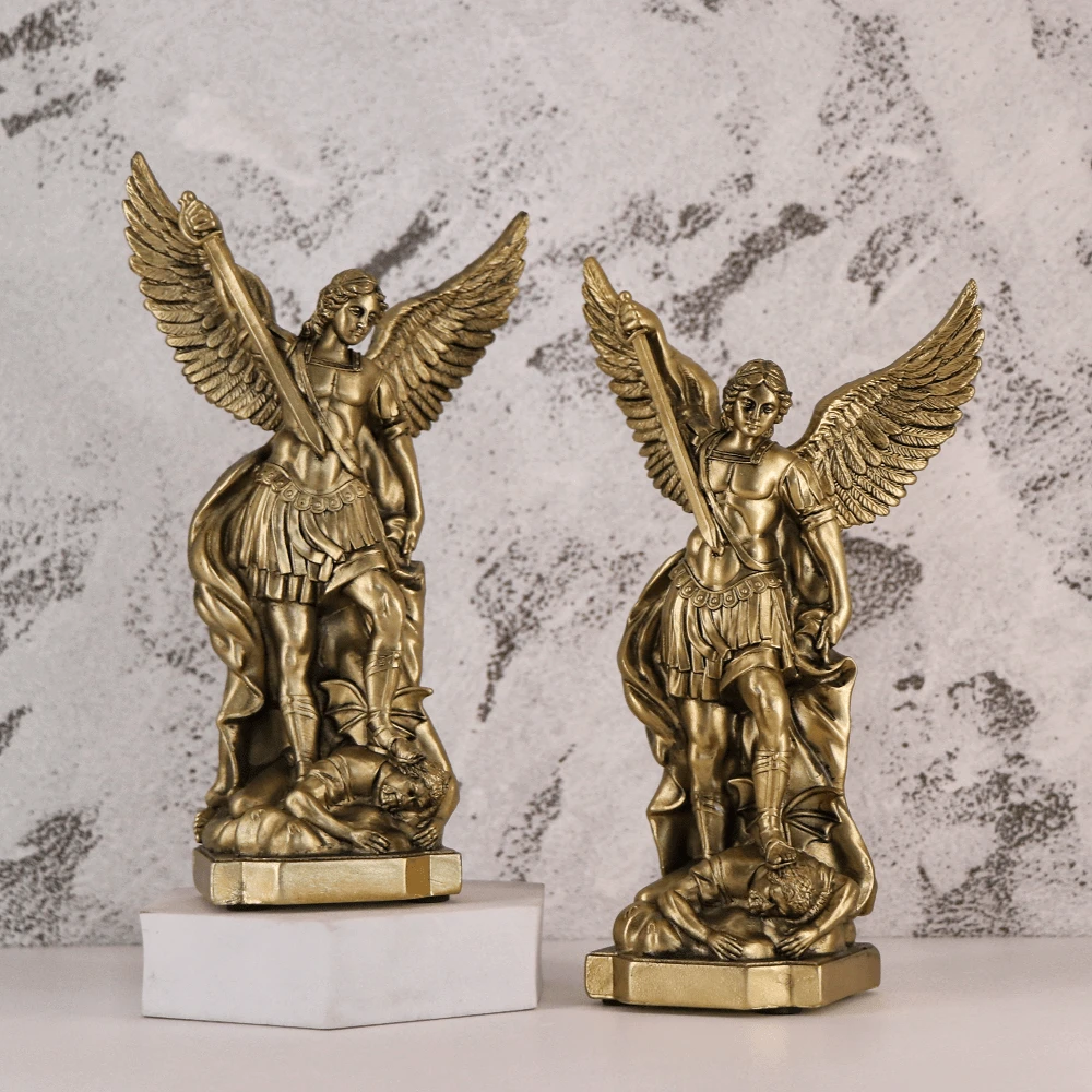 Archangel Michael Resin Statue 21cm Medieval Warrior Decor Greek Mythology Art Craft For Living Room Bedroom Display Figurines Collection - Multicolor - View 1