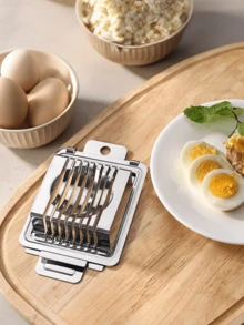 1pc Stainless Steel Egg Slicer, Multifunctional Egg Cutter, Kitchen Tool, Egg Slicer, Quail Egg Slicer, Egg Cutting Tool, Suitable For Cutting Eggs, Fruits, Etc. Valentine's Day, Ramadan Mubarak, Ramadan Kareem, Bismillah, Eid Mubarak - Silver - View 6