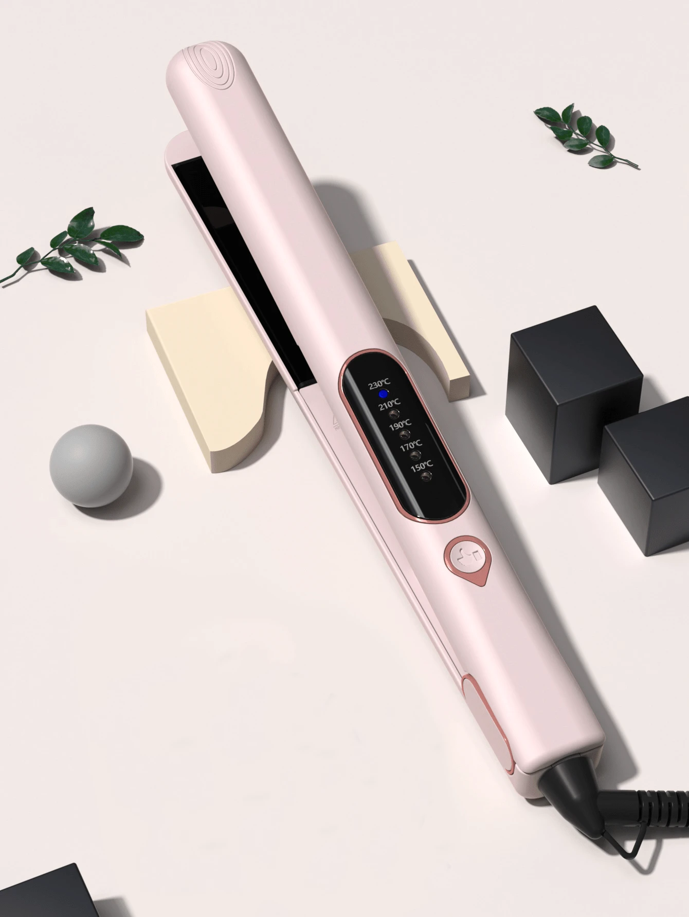 1 pieza Alisador/Rizador de cabello cerámico 2 en 1, plancha profesional de titanio, calentamiento rápido, voltaje dual, apagado automático, regalo de Navidad (para mujeres)