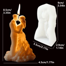Molde de silicona para velas en forma de pareja besándose para el Día de San Valentín, molde de silicona en forma de princesa y príncipe besándose, molde de silicona en forma de pareja romántica, apto para resina, yeso, arcilla, hormigón, manualidades, decoración del hogar, regalo para fiestas - Blanco - Ver 2