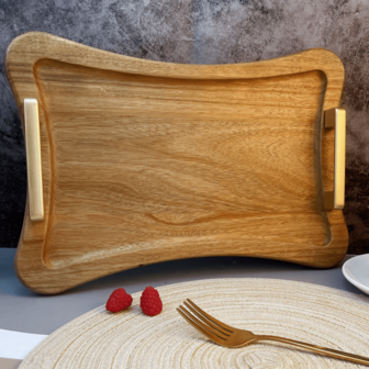 1pc Wooden Tray, Plate, Board, Serving Platter, Cake Stand, Snack Plate, Dish Platter, Decorative Tray, Kitchen Supplies, Candle Holder Plate, Ramadan Gift, Eid Al-Fitr Present, Suitable For Decoration, Kitchen Accessories, Wedding, Valentine's Day, School, Storage, Camping