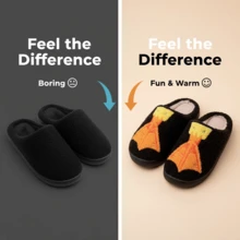 1 Pair New Funny Duck Foot Plush Slippers, Creative 3D Embroidered Pattern Warm Comfortable Thick Fluffy Indoor Shoes, Slip-On Home Slippers For Men And Women, Best Gift For Friends Insulation, Galentines, Puppy, Carnival, Shoe, Spring Summer Picks, Brides Maid Gifts, Room, Bedroom Decor, Bedroom Decor, Beach, Travel, For Men, For Women, Vacation,Women's Day,Travel Essentials,Wedding Favours,Y2k,Bedroom,Car Accessories Women,Kitchen Decor,Cute Stuff - Black - View 4