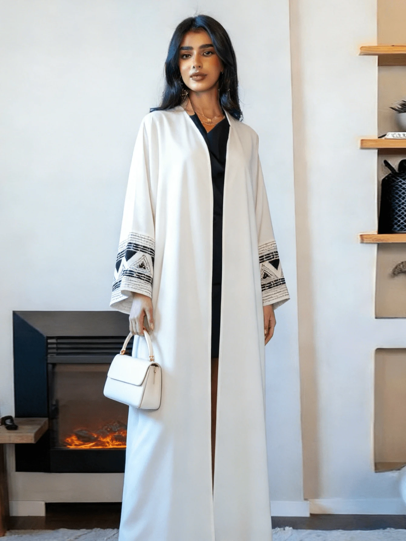 White Robe For Ramadan Women, Embroidered Abaya Robe Jilbab Batwing Sleeve Robe, Eid Mubarak Ramadan Outfit - White - View 1