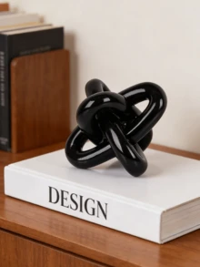 Black Knot Sculpture, Triple Knot Statue, Black Home Decor, Perfect For Accenting Rustic-Style Coffee Tables, Living Room TV Stands, Dining Tables, And Entryway Shelves. - Multicolor - View 11